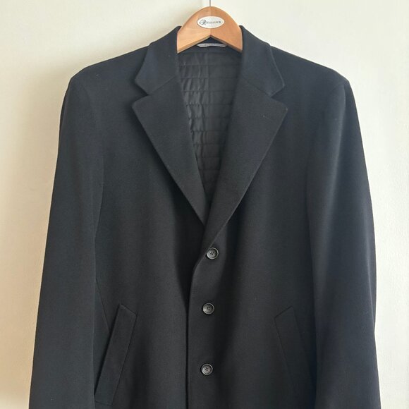 $2800 Canali Harry Rosen Black Wool Cashmere Overcoat/ Top Coat - US 50 XL-XXL - Picture 1 of 14